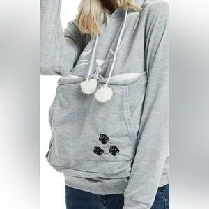 NWT Gray Unisex pet carrier hoodie Sz S